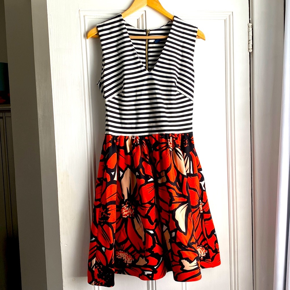 Just Taylor dress with two patterns and full skirt